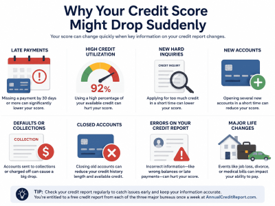 What Causes Sudden Credit Score Drops?