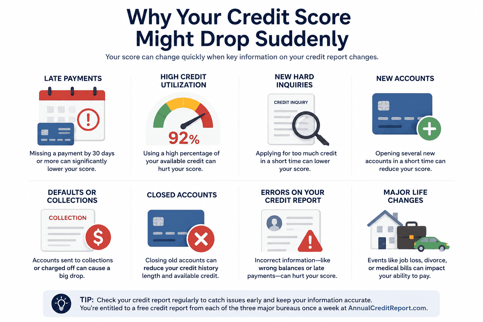 Credit scores can change quickly when new information is reported to the credit bureaus.